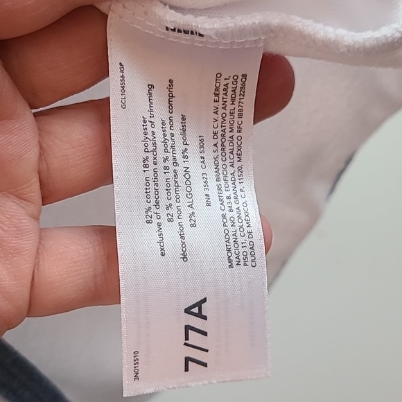 Oshkosh B'gosh girls size 7 swim coverup, white terry with heathered blue trim. - Picture 5 of 6